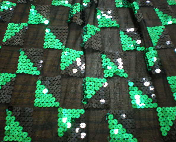 2.Black-Green Triangle Design Sequins
